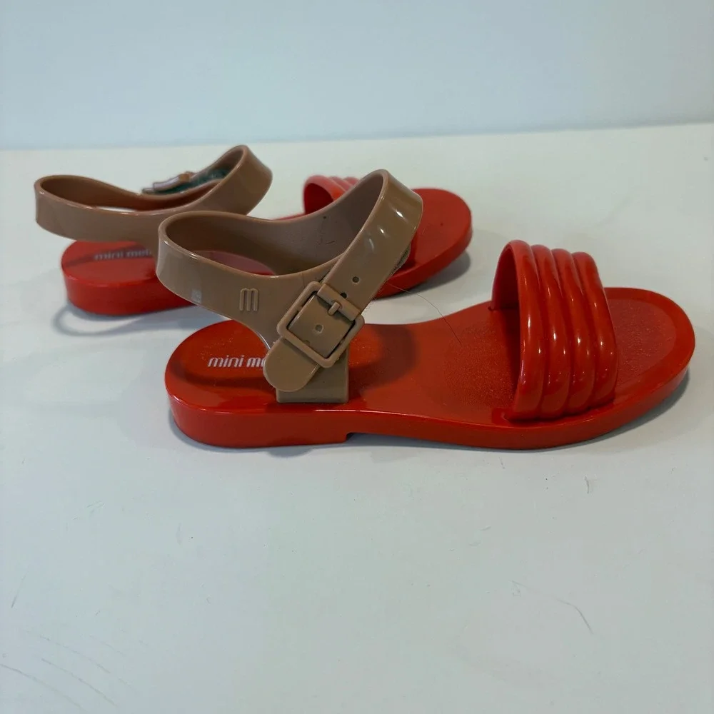 Mini Melissa Red Tan Jelly Sandals Toddler Girls Size 11 US 07GR23BR Brazil